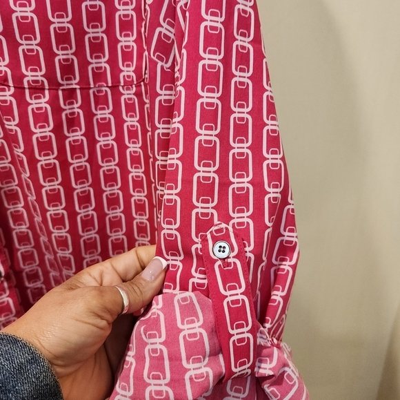 ELEMENTZ Women's Plus size Pink and.White button Down shirt 2X - Picture 8 of 15
